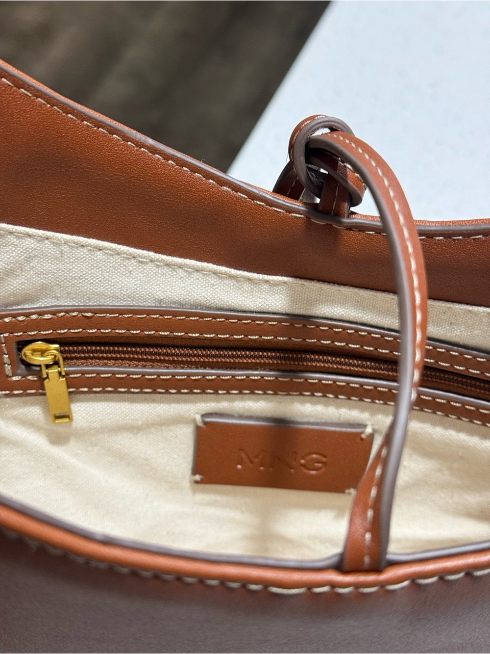 Mango Tan Brown Leather Shoulder Hobo Bag - Picture 3 of 3